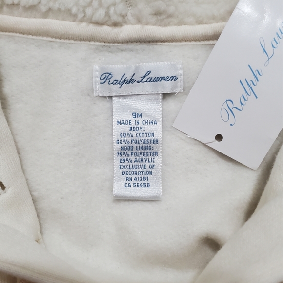 NWT Ralph Lauren Baby Girl Ivory Hooded Coverall - Picture 7 of 7